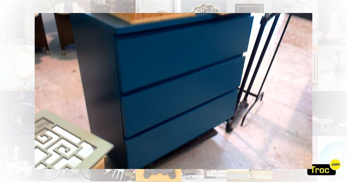  Achat  COMMODE BLEUE IKEA  3 TIROIRS occasion Jette Troc com